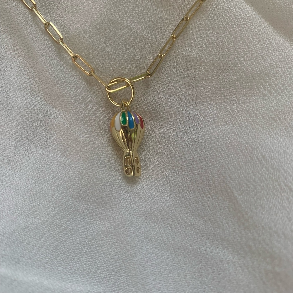 Over the Rainbow Gold Hot Air Balloon Necklace - Picture 2 of 3